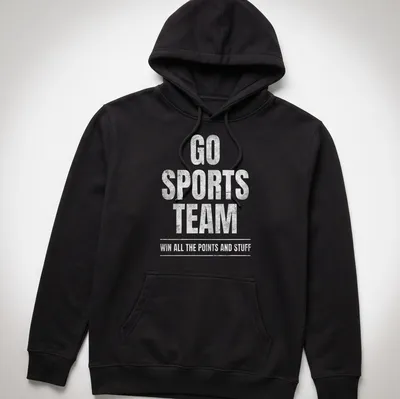 Distressed design with humorous sports team text in white and gray — printed on a unisex hoodie