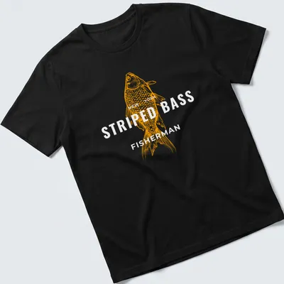 Line art of a striped bass with the text New York PED in orange.
