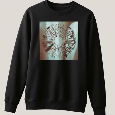 Photographic design of surgical tools in a circular arrangement on a T-shirt. — printed on a unisex sweatshirt