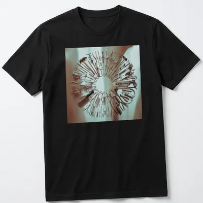 Photographic design of surgical tools in a circular arrangement on a T-shirt. — printed on a unisex t-shirt