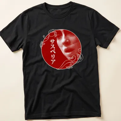 Art Nouveau Gothic portrait with Japanese text in red and white