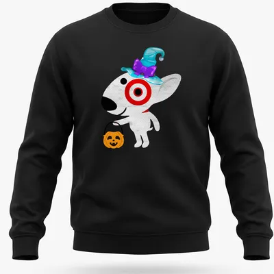 Cartoon Target dog with text 'Copy Of Target Team Member' on a Halloween — printed on a unisex sweatshirt