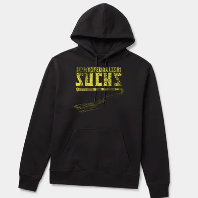 Distressed bold text reads 'Technofeudalism Sucks' with a whip graphic in yellow. — printed on a unisex hoodie