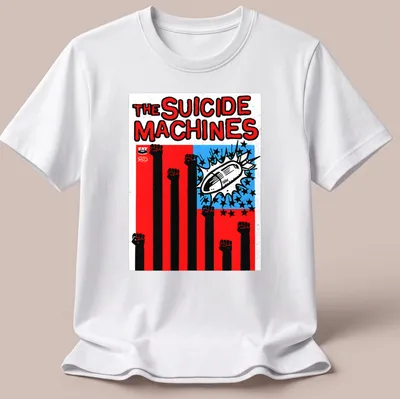 Bold graphic of fists raised against oppression with The Suicide Machines logo — printed on a unisex t-shirt