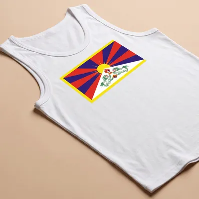 Tibet Flag T-shirt featuring Taijitu and Snow Lion in vibrant colors — printed on a tank top
