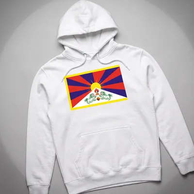 Tibet Flag T-shirt featuring Taijitu and Snow Lion in vibrant colors — printed on a unisex hoodie