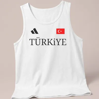 Modern Turkey T-shirt with bold 'Türkiye' in red, black, and white design — printed on a tank top