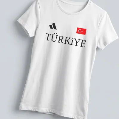Modern Turkey T-shirt with bold 'Türkiye' in red, black, and white design — printed on a women's shirt