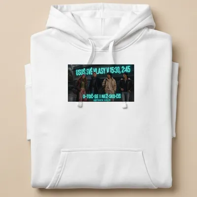 Cinematic design with four friends in an urban setting, featuring vibrant colors — printed on a unisex hoodie