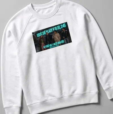 Cinematic design with four friends in an urban setting, featuring vibrant colors — printed on a unisex sweatshirt