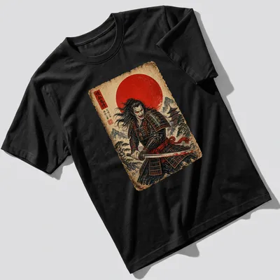 Japanese Ukiyo-e style Vampire Samurai t-shirt featuring bold text and vivid colors