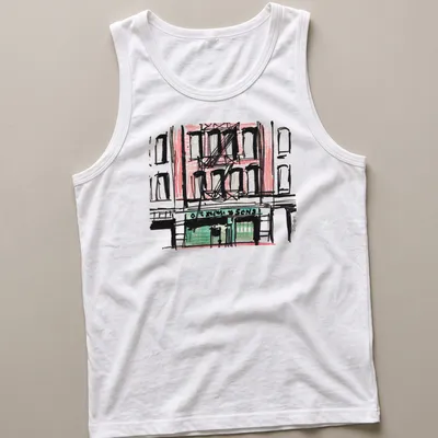Vintage architectural sketch of New York City with O. M. Newman & Sons text — printed on a tank top