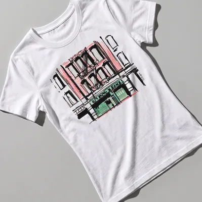 Vintage architectural sketch of New York City with O. M. Newman & Sons text — printed on a women's shirt