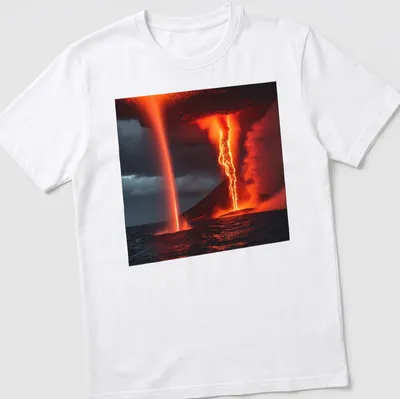Dramatic photo of a volcanic waterspout with vibrant colors