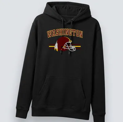 Vintage-style Washington football helmet t-shirt with retro lettering — printed on a unisex hoodie