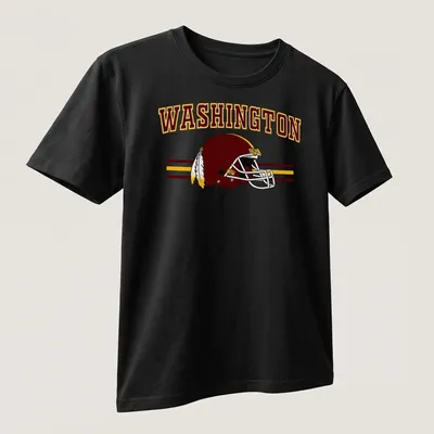 Vintage-style Washington football helmet t-shirt with retro lettering — printed on a unisex t-shirt (angled view)