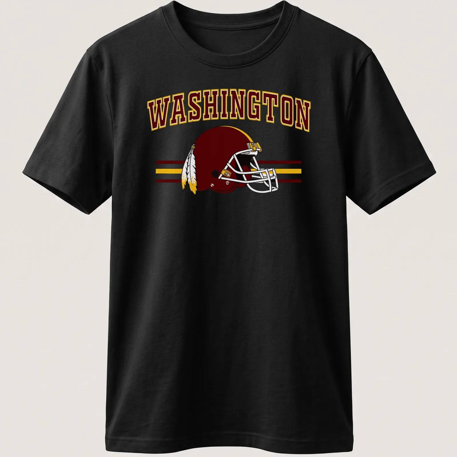 Vintage-style Washington football helmet t-shirt with retro lettering — printed on a unisex t-shirt