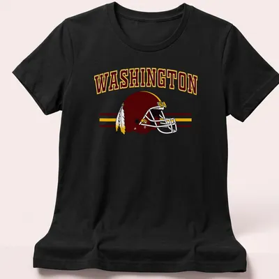 Vintage-style Washington football helmet t-shirt with retro lettering — printed on a women's shirt