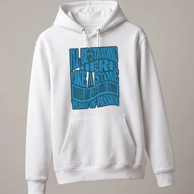 Motivational shirt with blue wavy lettering depicting resilience against waves. — printed on a unisex hoodie