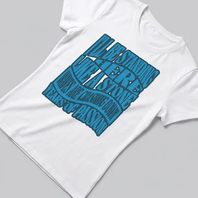 Motivational shirt with blue wavy lettering depicting resilience against waves. — printed on a women's shirt