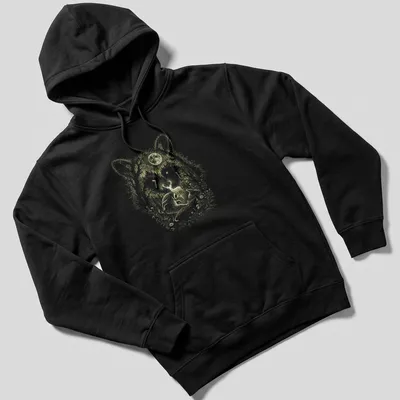 Detailed illustration of a raccoon and deer in a forest under a glowing moon — printed on a unisex hoodie