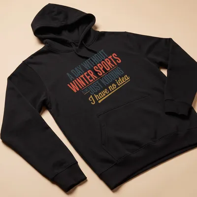 Bold typography t-shirt with playful winter sports humor and vivid colors — printed on a unisex hoodie