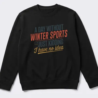 Bold typography t-shirt with playful winter sports humor and vivid colors — printed on a unisex sweatshirt