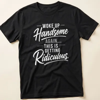 Boldly printed humorous text on a gray t-shirt.