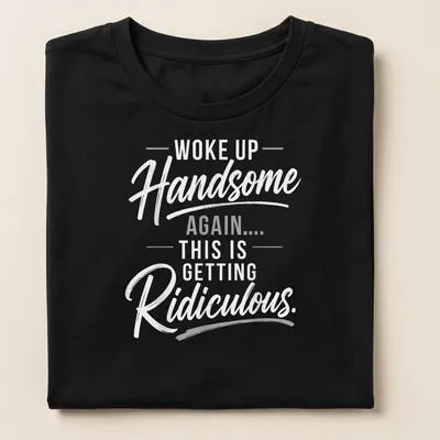 Boldly printed humorous text on a gray t-shirt. — printed on a women's shirt