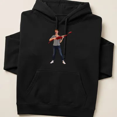 Photographic print of a woman yelling while holding a vacuum cleaner — printed on a unisex hoodie