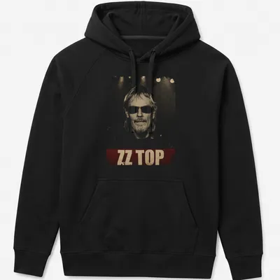 Vintage distressed t-shirt featuring a bold ZZ Top print with Frank Beard's illustration — printed on a unisex hoodie
