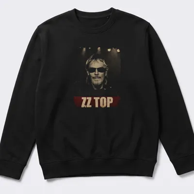 Vintage distressed t-shirt featuring a bold ZZ Top print with Frank Beard's illustration — printed on a unisex sweatshirt